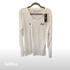 Under Armour Women's XL White Long Sleeve V-Neck Active T-Shirt